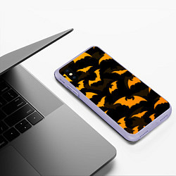 Чехол iPhone XS Max матовый ЛЕТУЧИЕ МЫШИ НОЧЬ ХЕЛЛОУИН HALLOWEEN NIGHT BATS, цвет: 3D-светло-сиреневый — фото 2