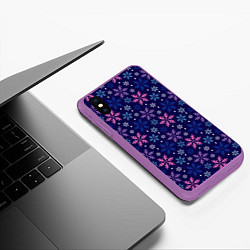 Чехол iPhone XS Max матовый Ночные Снежинки, цвет: 3D-фиолетовый — фото 2