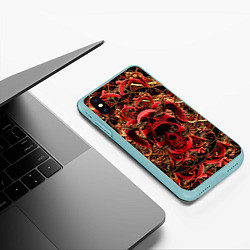 Чехол iPhone XS Max матовый Череп красного демона, цвет: 3D-мятный — фото 2