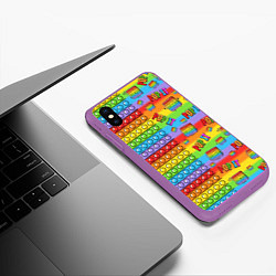 Чехол iPhone XS Max матовый POP IT СМАЙЛЫ, цвет: 3D-фиолетовый — фото 2