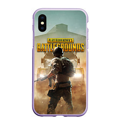 Чехол iPhone XS Max матовый PUBG СОЛДАТ В ШЛЕМЕ ПАБГ