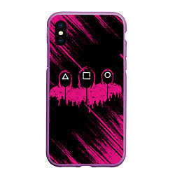 Чехол iPhone XS Max матовый СТРАЖИ В МАСКАХ, цвет: 3D-фиолетовый