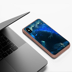 Чехол iPhone XS Max матовый ГОДЗИЛЛА В МОРЕ, цвет: 3D-коричневый — фото 2