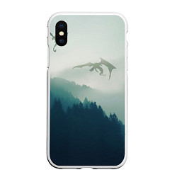 Чехол iPhone XS Max матовый ДРАКОНЫ НАД ЛЕСОМ DRAGON