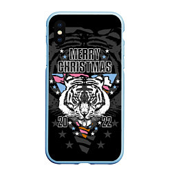 Чехол iPhone XS Max матовый Merry Christmas 2022, цвет: 3D-голубой