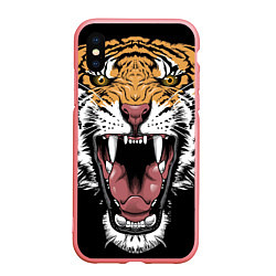 Чехол iPhone XS Max матовый Оскал амурского тигра, цвет: 3D-баблгам