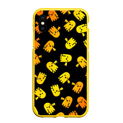 Чехол iPhone XS Max матовый BOO! ПРИЗРАК, ПРИВЕДЕНИЕ ХЕЛЛОУИН ОРАНЖЕВЫЙ, цвет: 3D-желтый