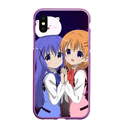 Чехол iPhone XS Max матовый Gochuumon wa Usagi Desu ka? Cocoa, Chino & Tippi, цвет: 3D-фиолетовый