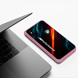 Чехол iPhone XS Max матовый BMW M PERFORMANCE NEON БМВ М НЕОН, цвет: 3D-малиновый — фото 2