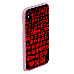 Чехол iPhone XS Max матовый Любовь, смерть и роботы пиктограммы, цвет: 3D-розовый — фото 2