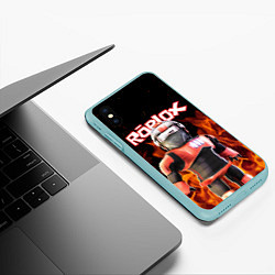 Чехол iPhone XS Max матовый ROBLOX FIRE РОБЛОКС ОГОНЬ ПОЖАРНЫЙ, цвет: 3D-мятный — фото 2