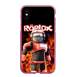 Чехол iPhone XS Max матовый ROBLOX FIRE РОБЛОКС ОГОНЬ ПОЖАРНЫЙ, цвет: 3D-малиновый