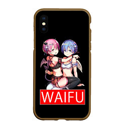 Чехол iPhone XS Max матовый Рем и рам вайфу Re zero ahegao