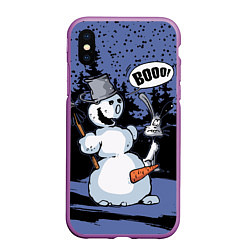 Чехол iPhone XS Max матовый Снеговик на Хэллоуин, цвет: 3D-фиолетовый