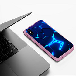 Чехол iPhone XS Max матовый 3D ПЛИТЫ NEON STEEL НЕОНОВЫЕ ПЛИТЫ, цвет: 3D-розовый — фото 2