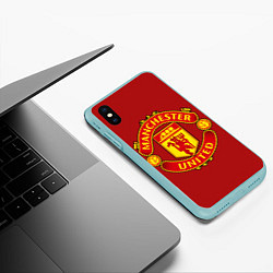 Чехол iPhone XS Max матовый Manchester United F C, цвет: 3D-мятный — фото 2