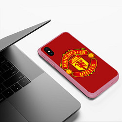 Чехол iPhone XS Max матовый Manchester United F C, цвет: 3D-малиновый — фото 2