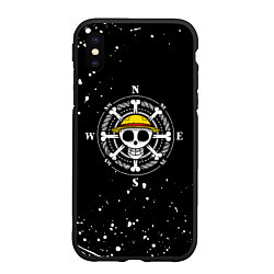 Чехол iPhone XS Max матовый ONE PIECE ВАН ПИС ЧЕРЕП БРЫЗГИ КРАСОК, цвет: 3D-черный