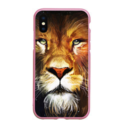 Чехол iPhone XS Max матовый Лев царь зверей, цвет: 3D-розовый
