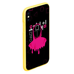 Чехол iPhone XS Max матовый ИГРА В КАЛЬМАРА SQUID GAME СТРАЖНИК, цвет: 3D-желтый — фото 2
