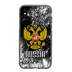 Чехол iPhone XS Max матовый Russia, цвет: 3D-темно-зеленый
