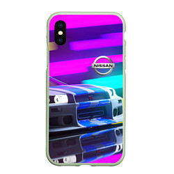 Чехол iPhone XS Max матовый NISSAN GT-R SKYLINE, цвет: 3D-салатовый