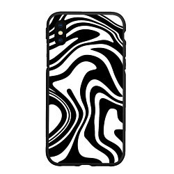 Чехол iPhone XS Max матовый Черно-белые полосы Black and white stripes