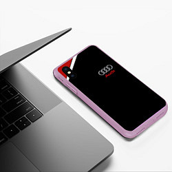 Чехол iPhone XS Max матовый АУДИ ЛОГО AUDI GEOMETRY RED STRIPES LINE, цвет: 3D-сиреневый — фото 2