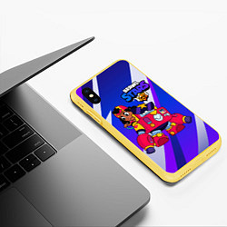 Чехол iPhone XS Max матовый Brawl Stars game Meg, цвет: 3D-желтый — фото 2