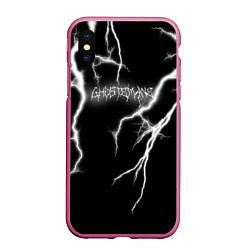 Чехол iPhone XS Max матовый GHOSTEMANE Lightning Гостмейн Молния Надпись, цвет: 3D-малиновый