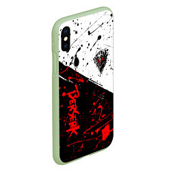 Чехол iPhone XS Max матовый Berserk: Черная маска, цвет: 3D-салатовый — фото 2