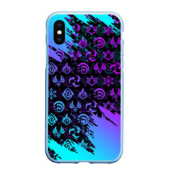 Чехол iPhone XS Max матовый GENSHIN NEON PATTERN SYMBOL НЕОН ЭМБЛЕМЫ