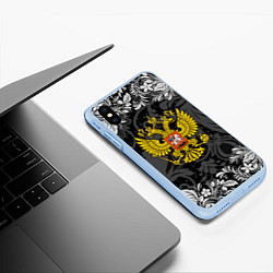 Чехол iPhone XS Max матовый Российская Федерация, цвет: 3D-голубой — фото 2