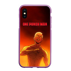 Чехол iPhone XS Max матовый Сайтама в огне One Punch-Man