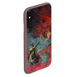 Чехол iPhone XS Max матовый Sekiro Самурай против дракона, цвет: 3D-коричневый — фото 2