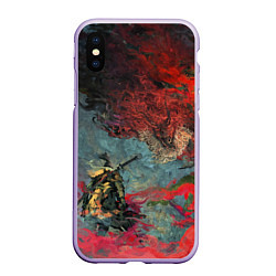 Чехол iPhone XS Max матовый Sekiro Самурай против дракона