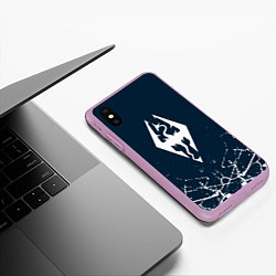 Чехол iPhone XS Max матовый THE ELDER SCROLLS SKYRIM ЭМБЛЕМА ДРАКОНА, цвет: 3D-сиреневый — фото 2