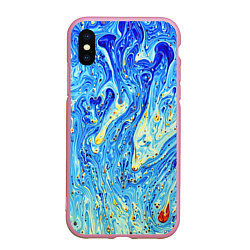 Чехол iPhone XS Max матовый Сползающие краски, цвет: 3D-розовый