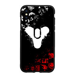 Чехол iPhone XS Max матовый DESTINY 2 RED & WHITE PATTERN LOGO, цвет: 3D-черный