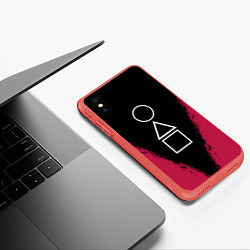 Чехол iPhone XS Max матовый Игра в кальмара: Фигуры игры, цвет: 3D-красный — фото 2