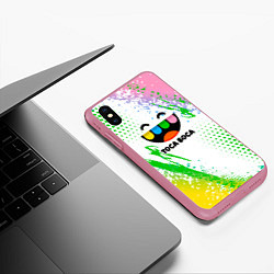 Чехол iPhone XS Max матовый Toca Boca: Улыбашка, цвет: 3D-малиновый — фото 2