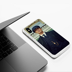Чехол iPhone XS Max матовый Томас Шелби позирует, цвет: 3D-белый — фото 2