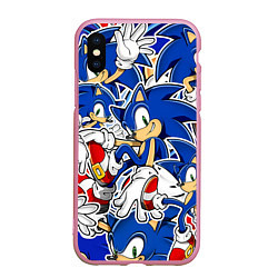 Чехол iPhone XS Max матовый SONIC ПАТТЕРН СОНИК, цвет: 3D-розовый