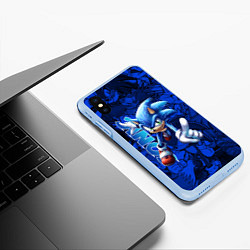 Чехол iPhone XS Max матовый SONIC LOGO СОНИК ЛОГО, цвет: 3D-голубой — фото 2