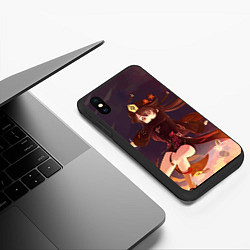 Чехол iPhone XS Max матовый Hu Tao, Ху Тао, цвет: 3D-черный — фото 2