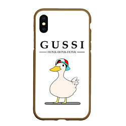 Чехол iPhone XS Max матовый GUSSI HONK BABY, цвет: 3D-коричневый