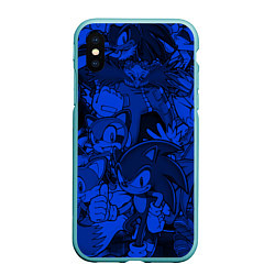 Чехол iPhone XS Max матовый SONIC BLUE PATTERN СИНИЙ ЁЖ