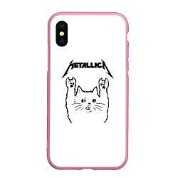 Чехол iPhone XS Max матовый Metallica Meowtallica, цвет: 3D-розовый