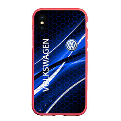 Чехол iPhone XS Max матовый VOLKSWAGEN LOGO SPORT, цвет: 3D-красный