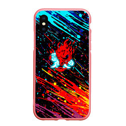 Чехол iPhone XS Max матовый Cyberpunk 2077 Цветные брызги, цвет: 3D-баблгам
